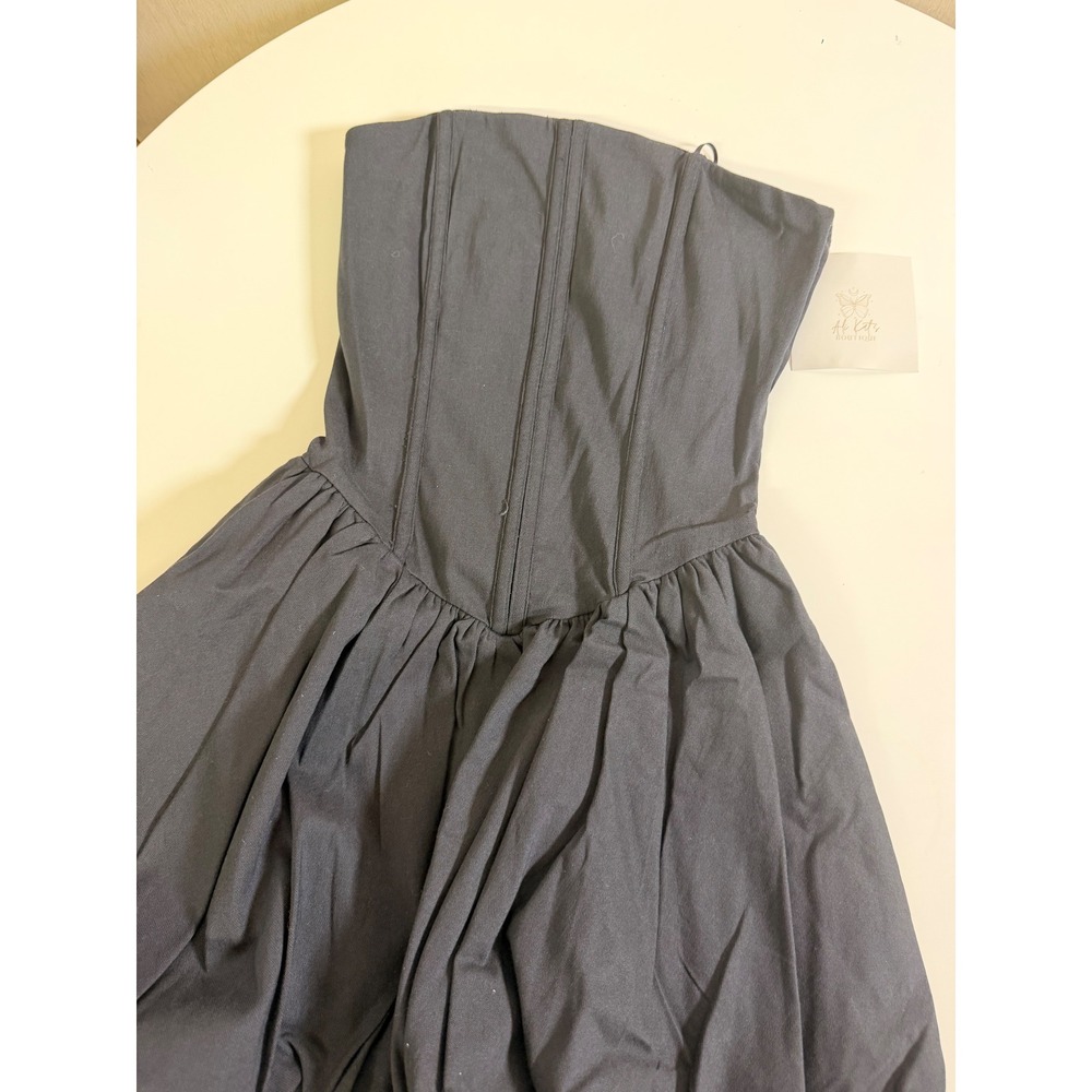 The Vintage Shop Bubble Hem Dress Women Small Black Excellent Corset Strappy - Picture 8 of 11